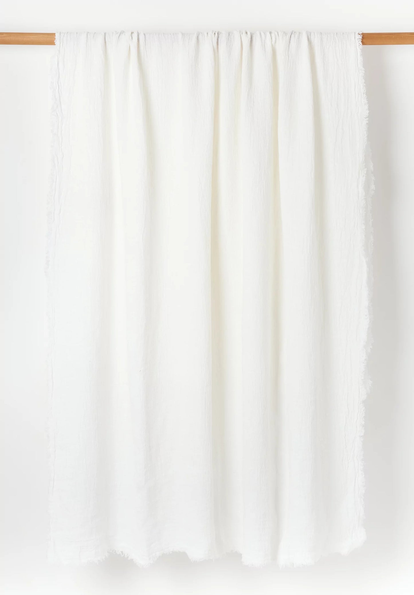 Washed Linen Fringed Throw | Blanc