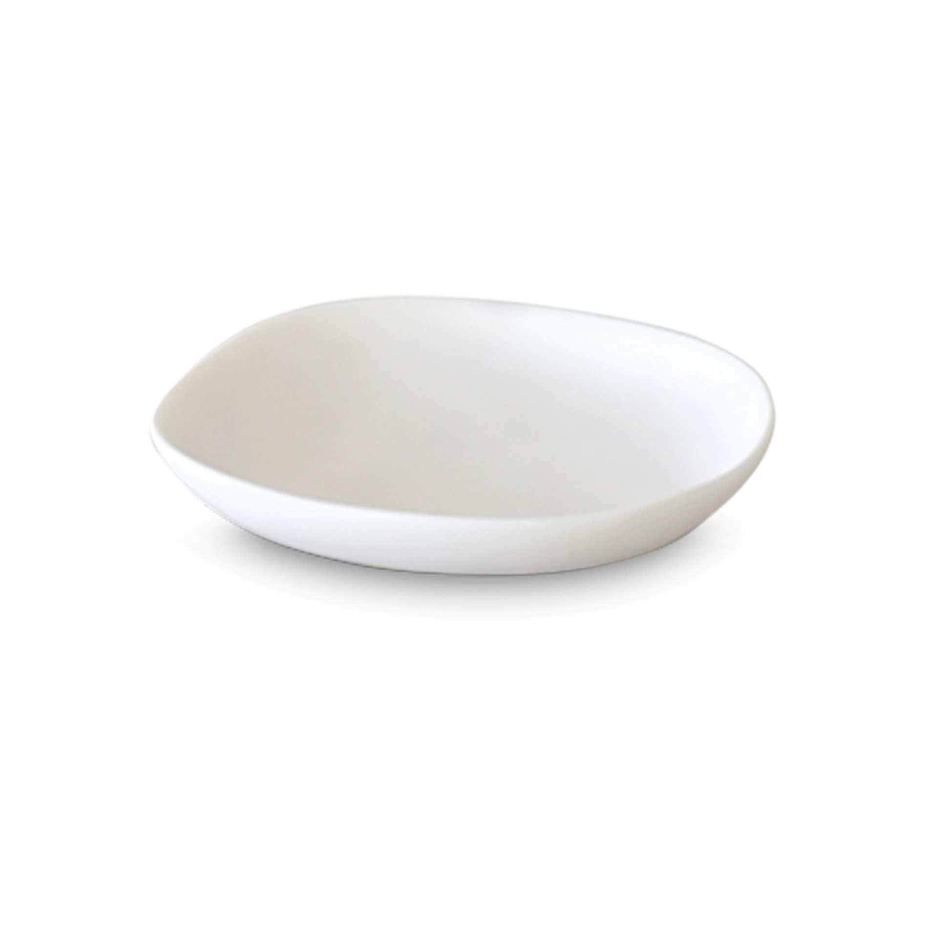 A smooth white, round sclupted plate with a smooth surface.