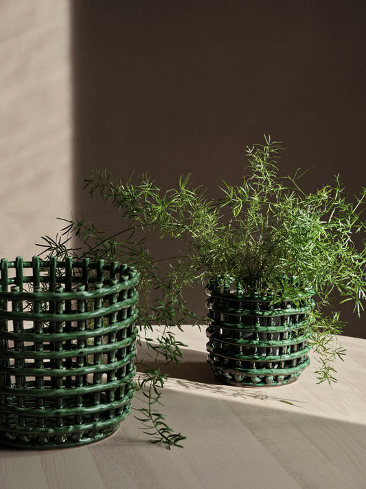 Woven Ceramic Basket (Multiple Colors)