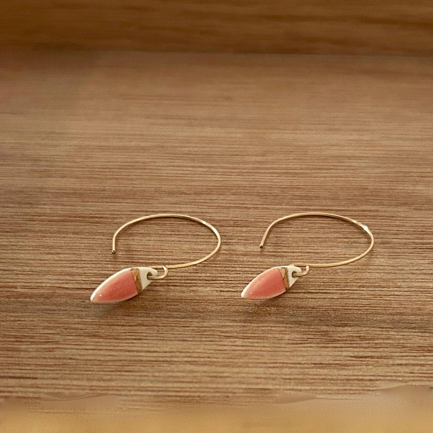 Tiny Hoop Leaf Earrings