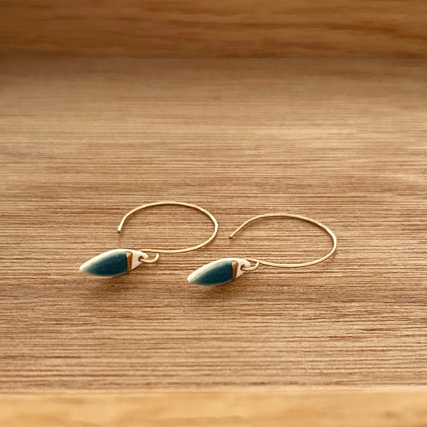 Tiny Hoop Leaf Earrings