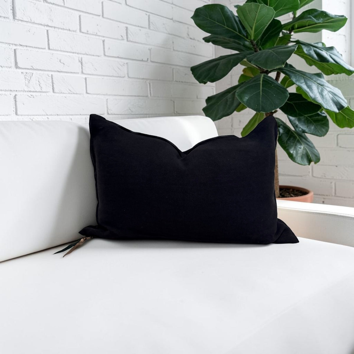 Stone Washed Linen Pillow Cover | Noir (Multiple Sizes)