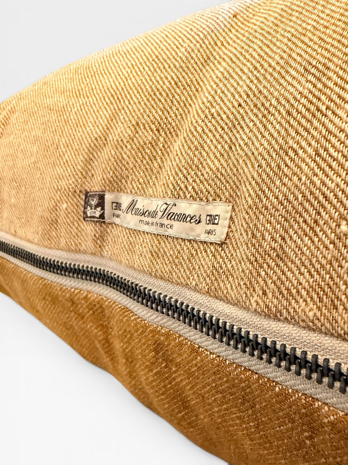 Crumpled Washed Linen Vice Versa Pillow Cover | Havana/Givre