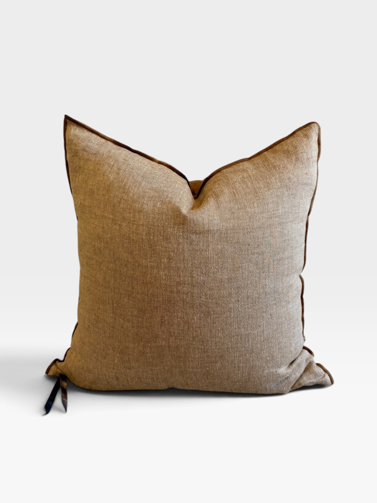 Crumpled Washed Linen Vice Versa Pillow Cover | Havana/Givre