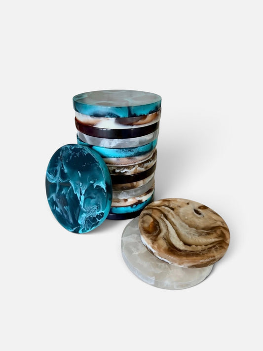 Marbled Resin Coasters | Set of 6 (Multiple Colors)