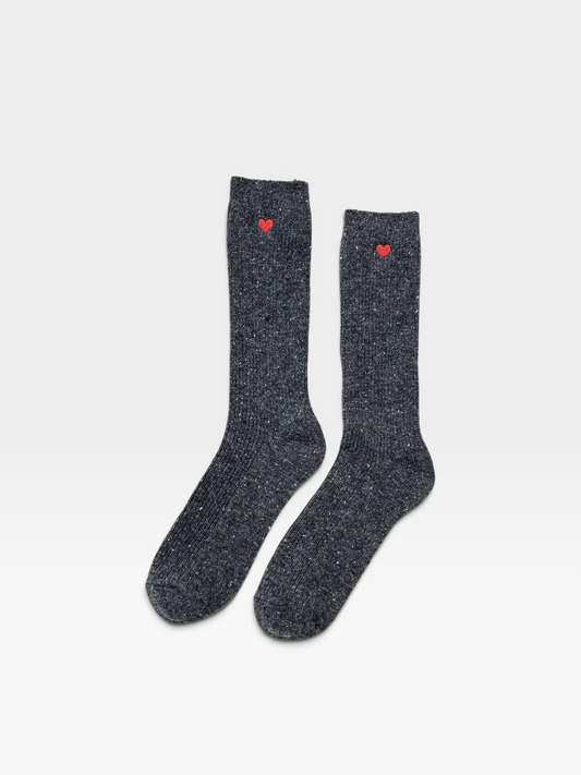 Embroidered Snow Socks | CHARCOAL + HEART