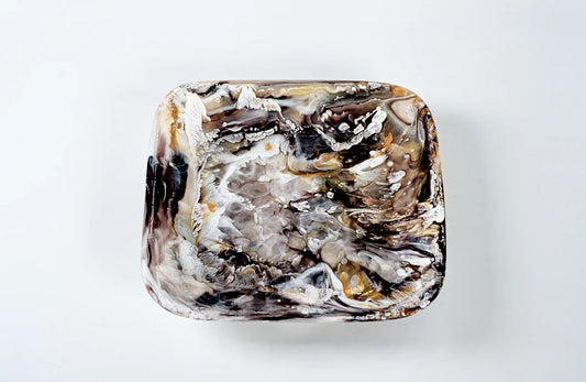 Marbled Resin Square Tray (Medium) | Mocha