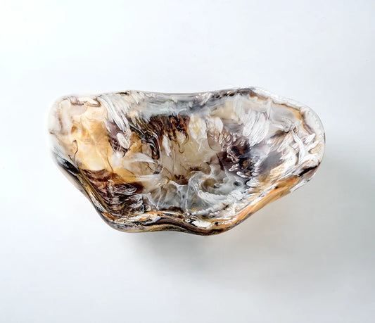 Marbled Resin Triangle Scallop Bowl | Mocha