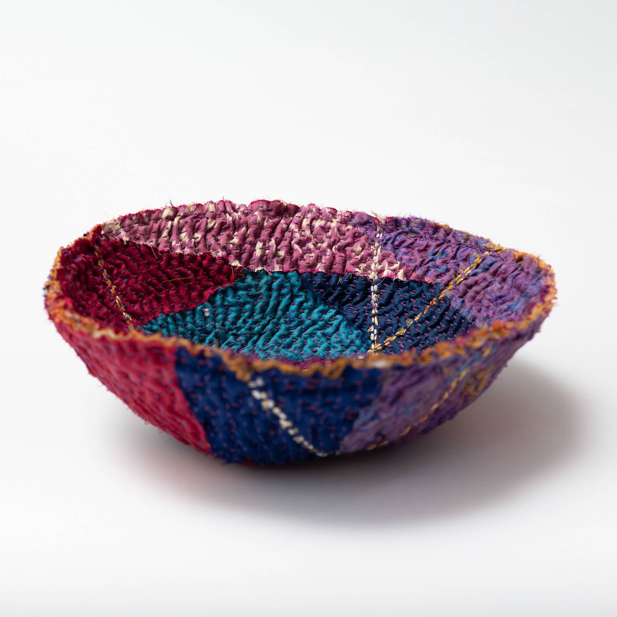 Vintage Kantha Patchwork Shallow Bowl | Dreamscape