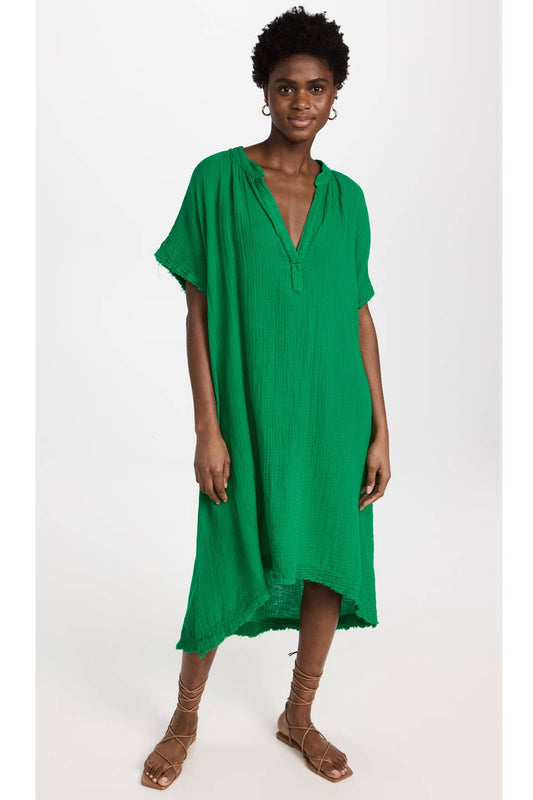 Tunisia Short-Sleeved Caftan | Kelly (OS)