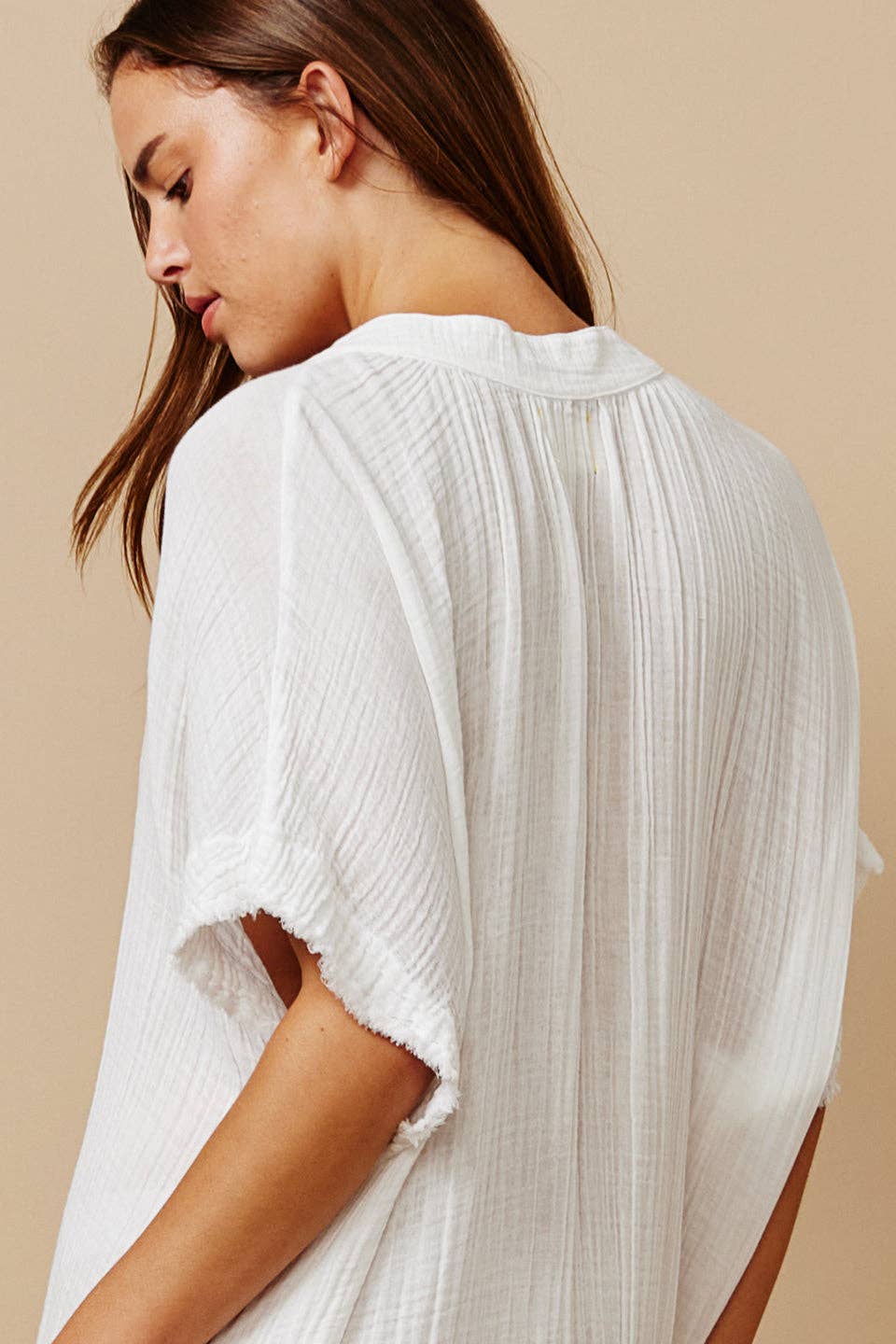Tunisia Short-Sleeved Caftan | White (OS)