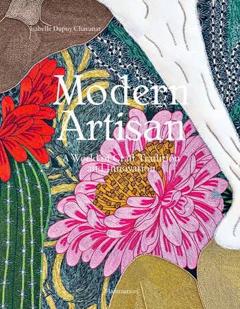 Book cover with floral design and text 'Modern Artisan' on a colorful background