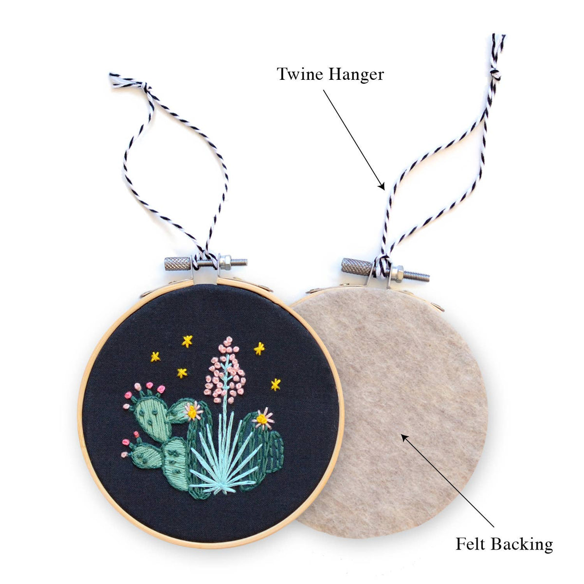 DIY Embroidered Christmas Ornament Kit | Starlight Cactus