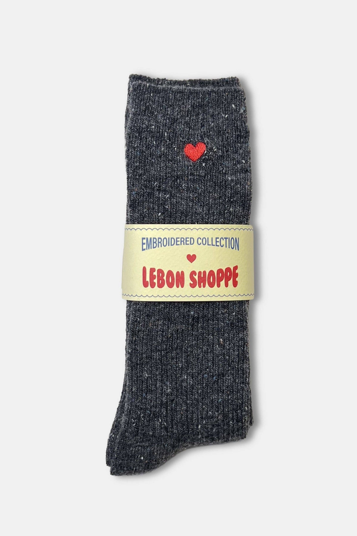Embroidered Snow Socks | CHARCOAL + HEART