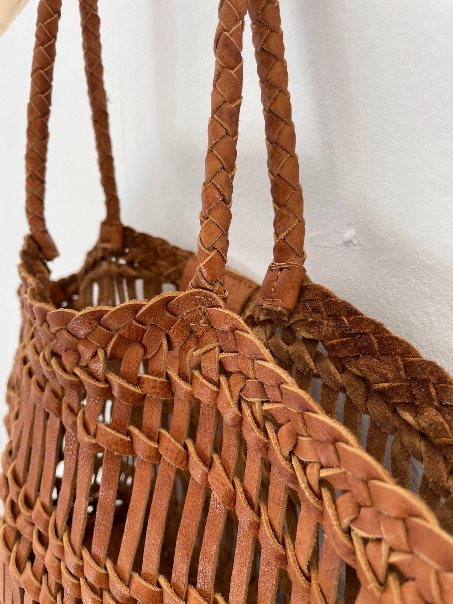 Luni Leather Woven Bag | Tan
