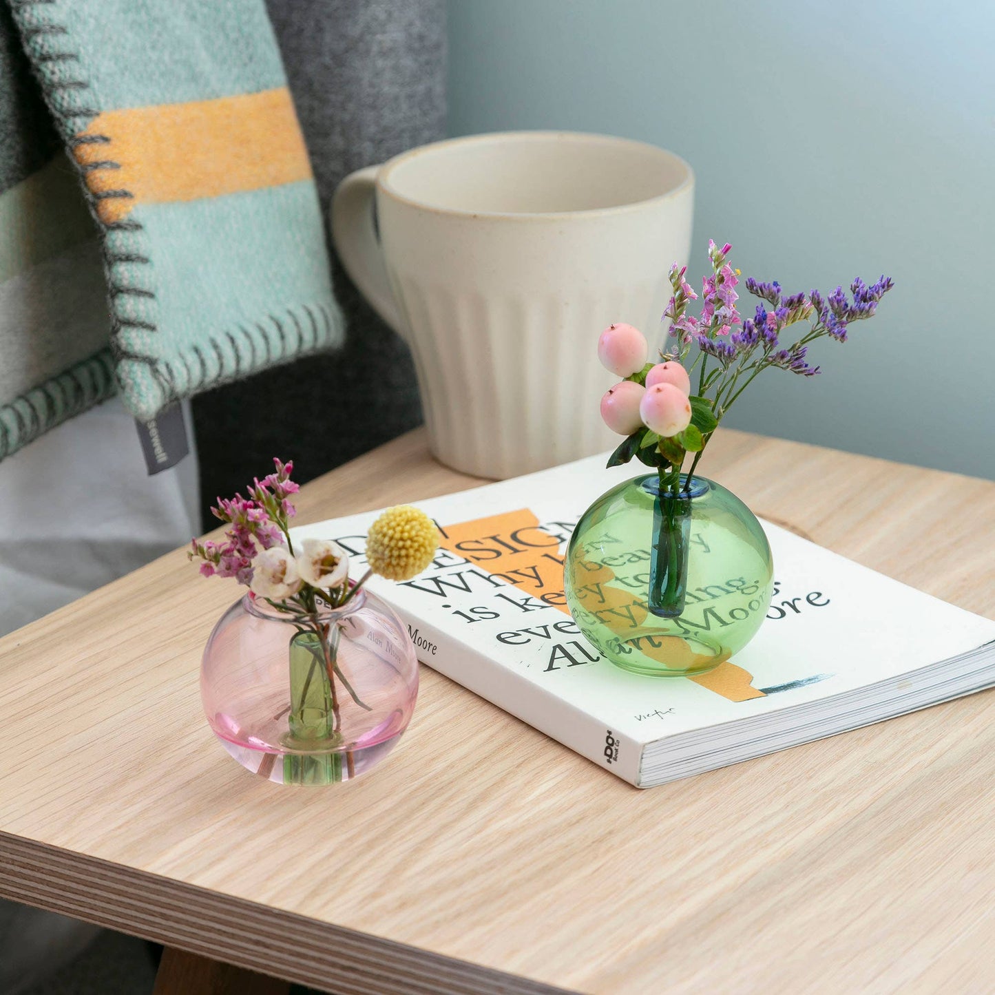 Mini Bubble Glass Vase | Green & Blue