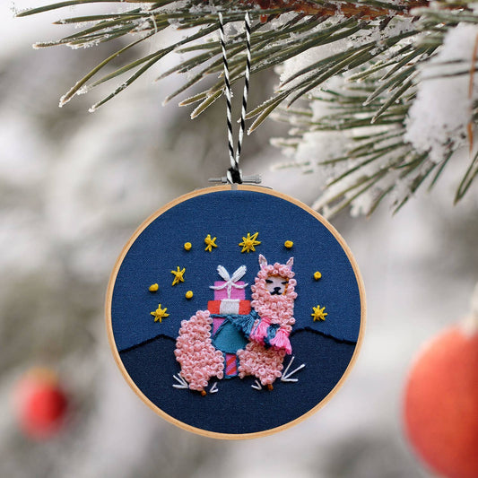 DIY Embroidered Christmas Ornament Kit | Festive Alpaca