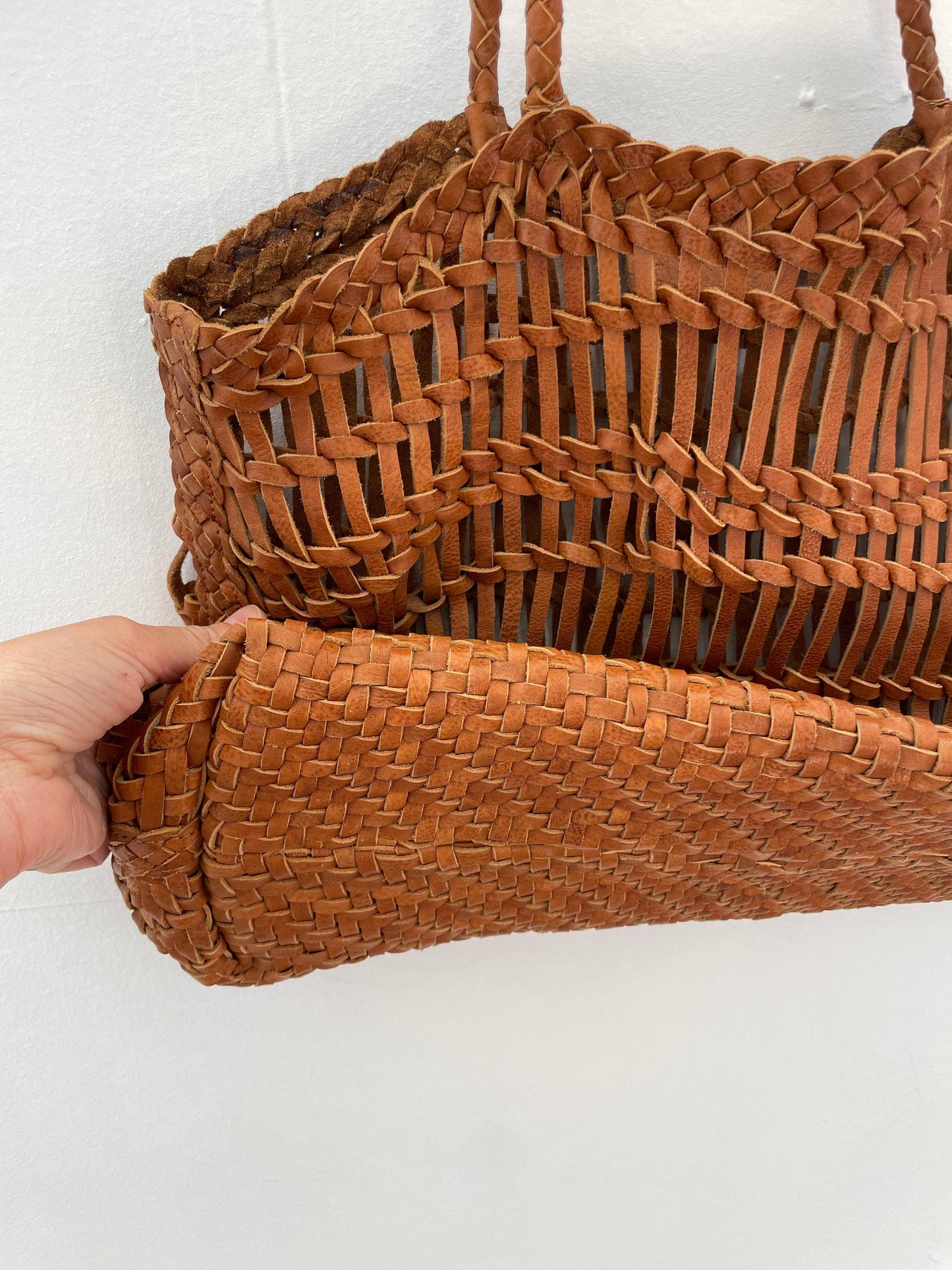 Luni Leather Woven Bag | Tan