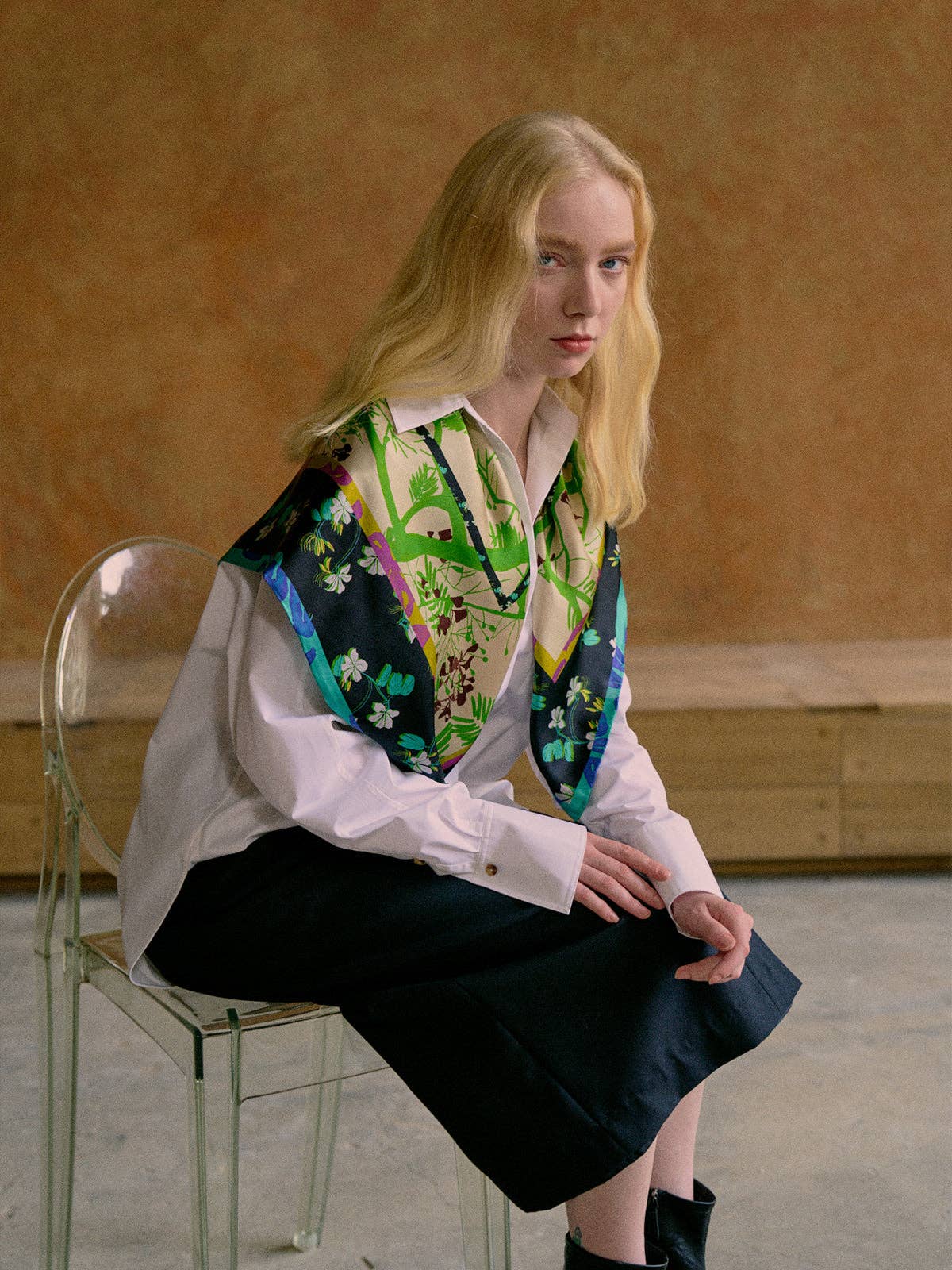 Large Silk Scarf | Floral Tapestry