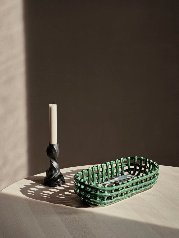 Woven Ceramic Oval Basket (Multiple Colors)