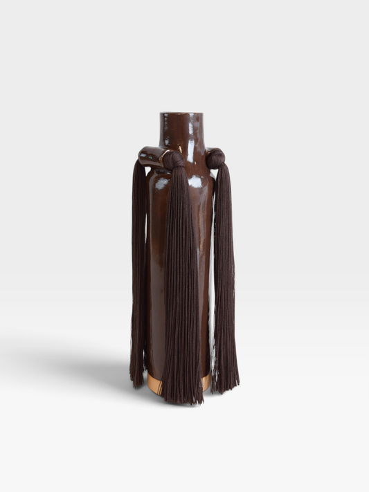 Stoneware Fringed Vase #703 | Brown