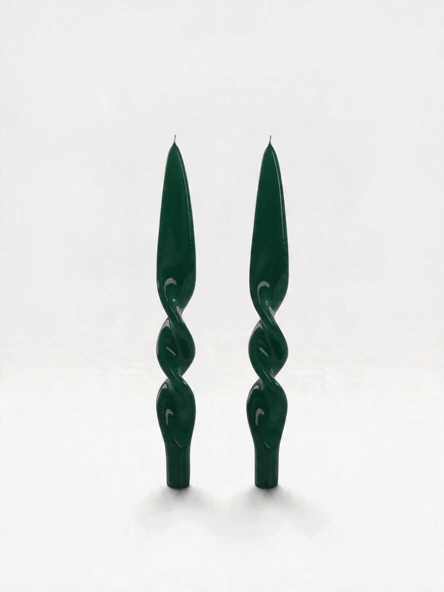 Meloria Denise Twist Taper Candles (Set of Two) | English Green
