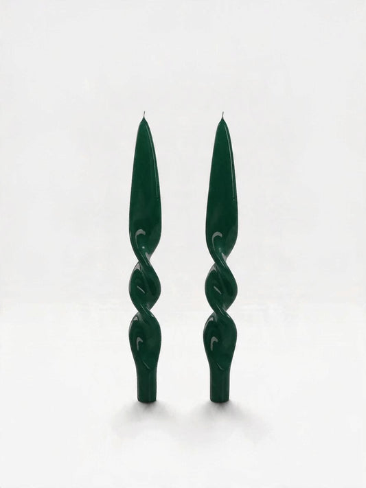 Meloria Denise Twist Taper Candles (Set of Two) | English Green
