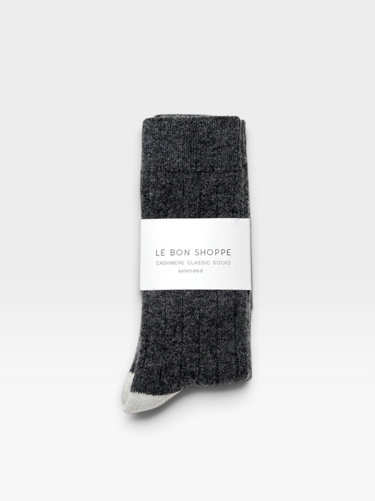 Extended Cashmere Classic Socks | Charcoal Melange
