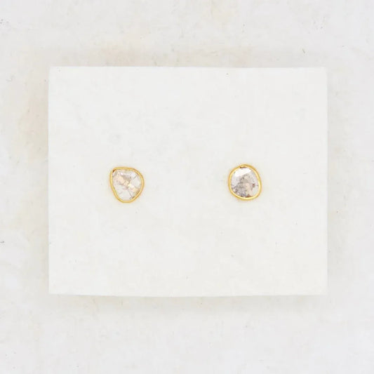 Golden Diamond Slice Studs