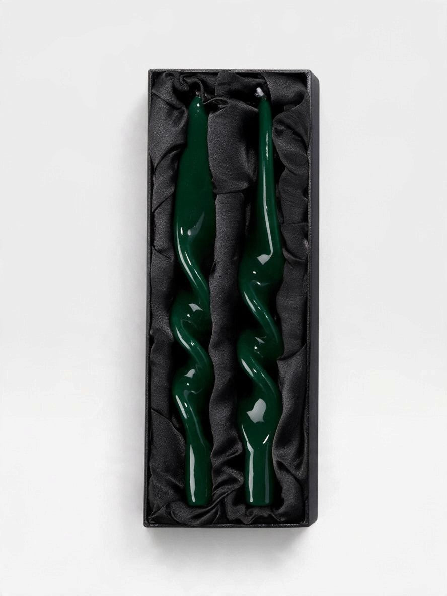 Meloria Denise Twist Taper Candles (Set of Two) | English Green