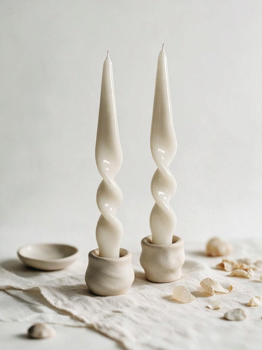 Meloria Denise Twist Taper Candles (Set of Two) | White