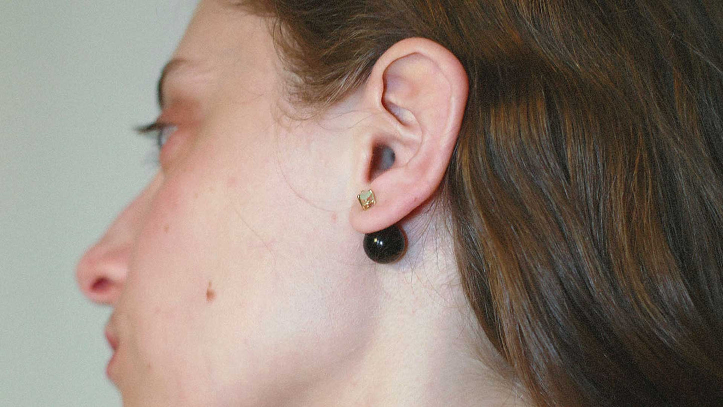 Lagoon Chalcedony and Black Onyx Earrings