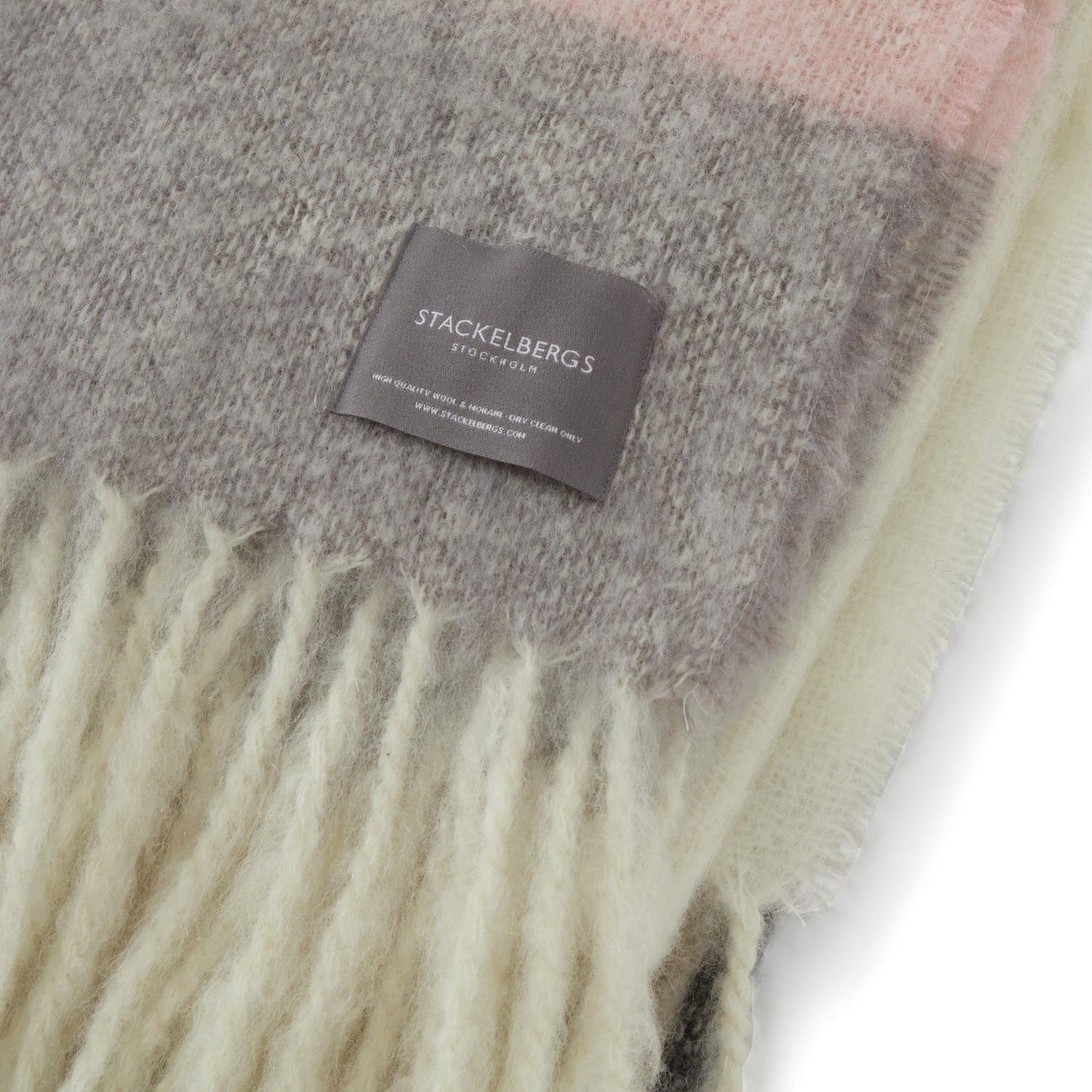 Mohair Blanket | Brown, Black & Rose Stripe
