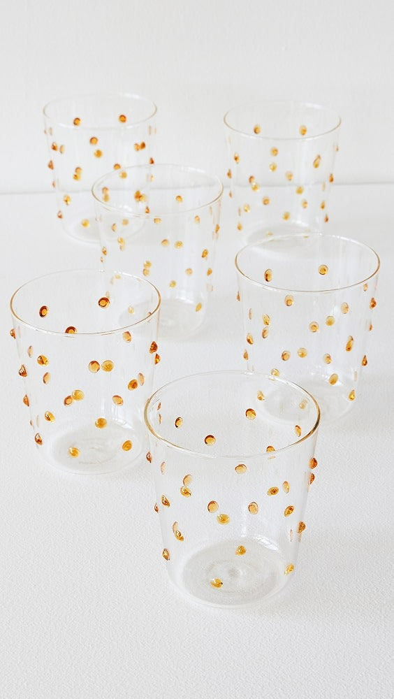 Glass Party Tumbler (Set of 6) | Golden Dot