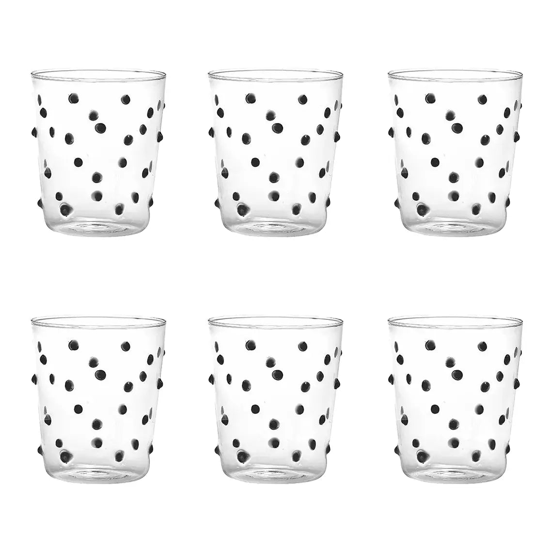 Glass Party Tumbler (Set of 6) | Black Dot
